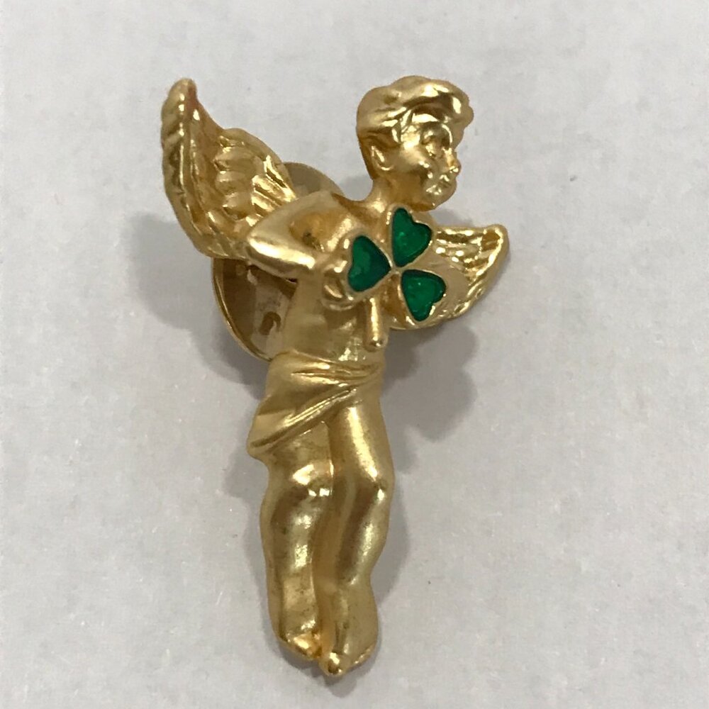 Avon Angel Shamrock Tie Tack Pin
